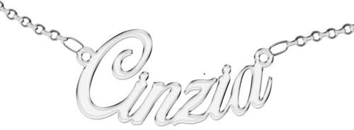 Zuffetti Collier personnalisé, pour femme, avec nom. Portez votre nom. Acier inoxydable et hypoallergénique. Couleur argent. Conçu en Italie. (Cinzia)