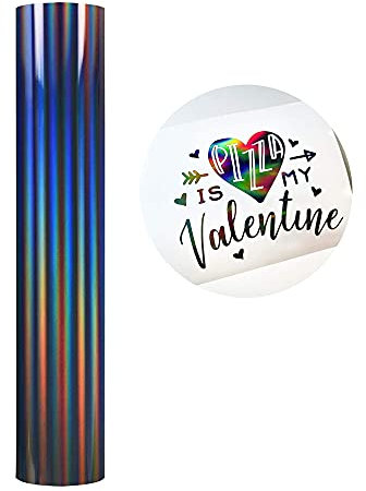 Holografische Selbstklebende Vinylfolie Plotter - 30x305cm Plotterfolie Selbstklebend Vinyl Rollen, Permanente Metallic Vinylfolie für Aufkleber, Cric, Scrapbooking (Holografisches Dunkelgrau)