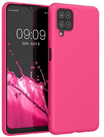 kwmobile Hülle kompatibel mit Samsung Galaxy A12 Hülle - weiches TPU Silikon Case - Cover geeignet für kabelloses Laden - Neon Pink