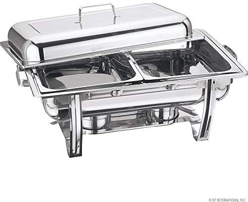 Prima Kitchenware Stainless Steel Chafing Dish Sets with 8L Food Pans Fuel Holders for Catering Buffet Warmer Tray Dining Rolling Top Double Compartment