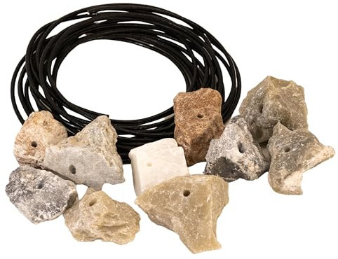 artdee® Speckstein Amulettsteine mit Loch und Lederband (10 Stück) – handgefertigte Schlüsselanhänger aus Speckstein Rohling selbst gestalten Schlüsselanhänger selbst Machen Specksteine