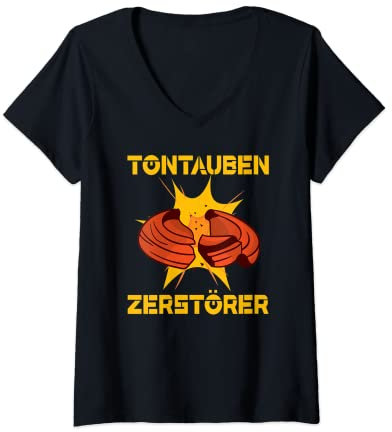 Damen Tontauben Zerstörer Tontaubenschießen Gewehr Sportschütze T-Shirt mit V-Ausschnitt