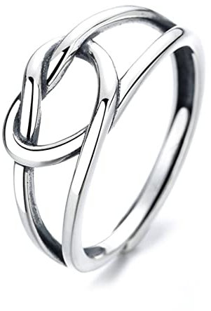 Banemi Amor Ring Silber, Ringe Modeschmuck für Damen Doppellagiges Aushöhlen Herz Open Gravur Hypoallergen Ring Geburtstagsparty Geschenk