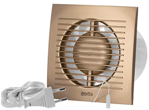 Steinberg14 100mm D'or Extracteur D’air Avec Interrupteur à Tirette et Prise - Ventilateur de Salle de Bain