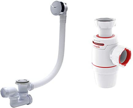 Wirquin SP5603 Ensemble compet vidage de baignoire L700, Blanc & 30722158 Siphon de lavabo Neo Air D32, Blanc