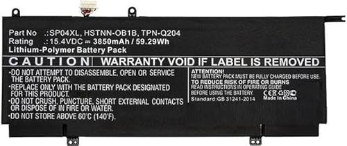 CoreParts Laptop Battery for HP 59.29Wh Li-Pol 15.4V 3850mAh, HSTNN-OB1B, L28538-AC1, L28764-005, (59.29Wh Li-Pol 15.4V 3850mAh Black for HP Notebook, Laptop pectre X360 13-AP0044TU, Spectre X360)