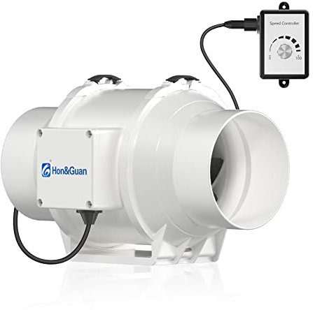 Hon&Guan 125mm EC Regelbarer Rohrventilator mit Drehzahlregler, 561m³/h Inliner Rohrlüfter für Growbox Growzelte Belüftung Wachstumszelte Hydroponik Keller Garage Küche