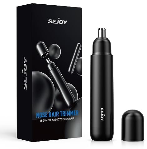 Sejoy Nasen- und Ohrhaartrimmer für Männer/Frauen,Elektrischer schmerzfreier Nasenhaarrasierer,Tragbarer Haarentfernungsclipper für das Gesicht,Zweikantklingen leicht zu reinigen,Schwarz