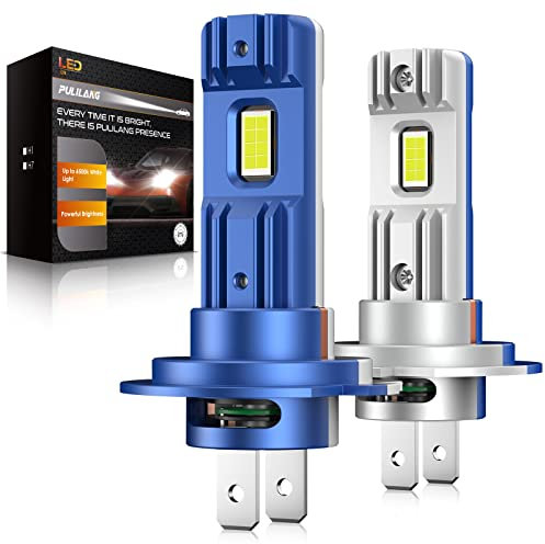 Pulilang Ampoules H7 LED, Amélioré Non Polaire 12V 80W 20000lm 6500K Blanc Froid + 500% de Luminosité Ampoule LED H7 pour Voiture et Moto Phares avec Ventilateur, 2 Lampes(80W)