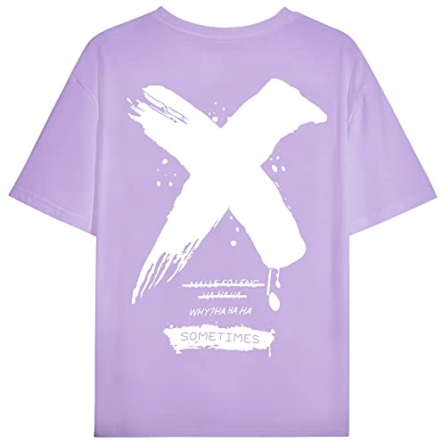 Moshtashio T-Shirt Uomo Maglietta Stampa Tee in Cotone Crew Neck Estive Manica Corta Stile Casual Maglia(Viola,L)