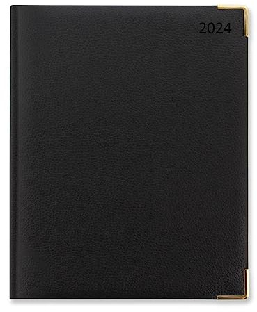 Letts Connoisseur Quarto Kalender, Wochenansicht, vertikal, mit Terminen, 2024, Schwarz