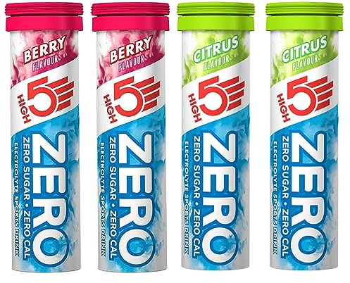 VPoint Leisure HIGH5 ZERO Hydration Electrolyte Sports Drink Dissolvable Tablets - 10 Tablets Per Tube - 4 x Tubes (40 Tablets Total) (2 x Berry / 2 x Citrus)