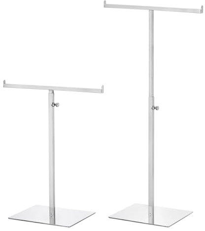 QUARKZMAN Geldbörse Display Stand T-förmig Metall 2 Pack Verstellbare Handtaschenständer Doppelter Hakenhalter Halskette Organizer für Haus Boutique Geschäft - Silber