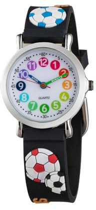 CHAOTECHY Kinder Armbanduhr für Mädchen und Jungen,gut lesbar, um ganz leicht zu Lernen, die Uhr zu lesen (fußball 05)