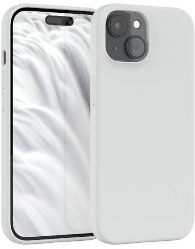 EAZY CASE Premium Silikon Handyhülle kompatibel mit iPhone 15 Slimcover mit Kameraschutz und Innenfutter, Silikonhülle, Schutzhülle, Bumper, Handy Case, Hülle, Softcase, Weiß