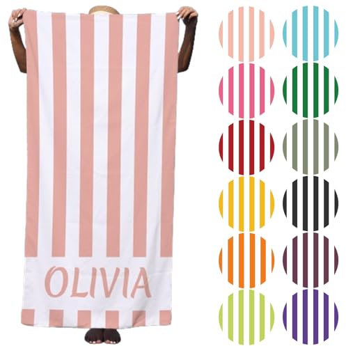 Lifemaison Personalisiert Strandtuch mit Name für Kinder Erwachsene,bequem weich,Schnell trocknendes Strandtuch aus Mikrofaser,Personalisiert Handtuch Stranddecke Strandlaken Geschenke,35x75