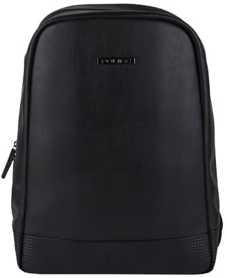 Police Sac à dos PC noir pour homme, en simili cuir, pour ordinateur portable de 17 pouces, idéal pour le travail ou le voyage, Noir