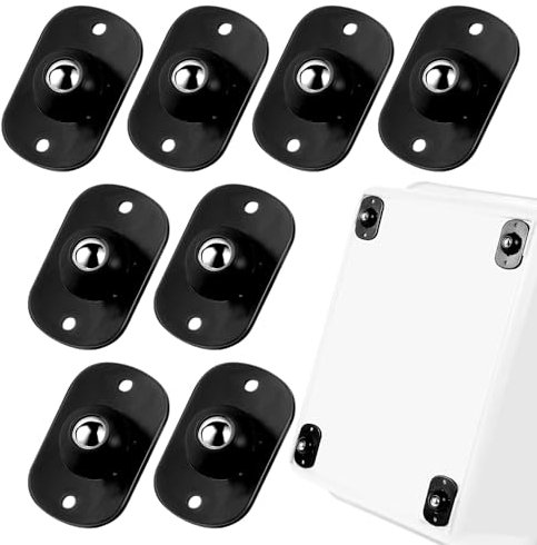 Andibro Kugelrollen Möbelrollen,8 Stück 360° drehbar Selbstklebendes Universalrad Edelstahl leichtgängige Drehung Mini Kleberolle für Küche Aufbewahrungsbox Kleingeräte Schieber(Schwarz)