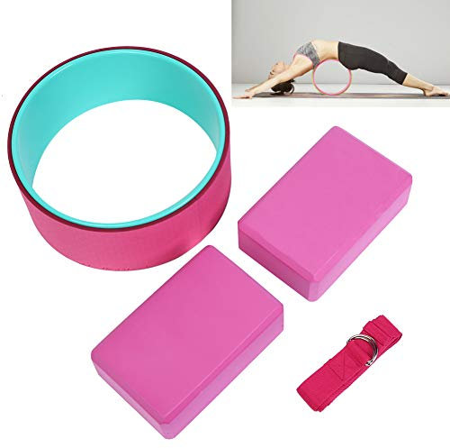 4-teiliges Yoga-Rad, Yoga-Block, Yoga-Gurt, Yoga-Set, ABS-Eva-Baumwolle, Rosa für Dehnübungen