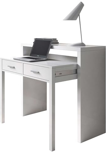 Miroytengo Artik Bureau extensible blanc mat fabriqué en mélamine, pratique, dimensions optimales 98 x 36-70 cm - Meuble d'étude ou de bureau