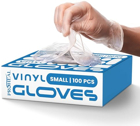 ProHeal Clear Vinyl Small Disposable Gloves - Food Safe Cooking and Household Cleaning Gloves -Powder and Latex Free Kitchen Glove