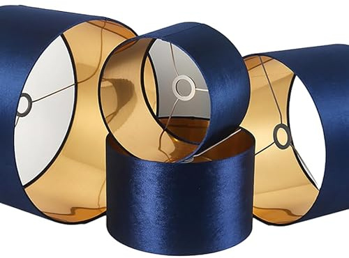Samt Lampenschirm Blau 40 cm mit goldener Innenseite E14/ E27 | Für Tischleuchten, Stehleuchten und Pendelleuchten. Premium-Samt für eine stilvolle Einrichtung.