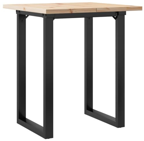 vidaXL Mesa de Comedor Marco O Madera Maciza Pino y Acero 70x70x75,5cm
