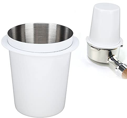 FLEXMAN Stainless Steel Espresso Dosing Cup, 58MM, Convenience Clean, Espresso Coffee Accessory Suitable for Milk Tea Shops, Home, Coffee Shops. (White)