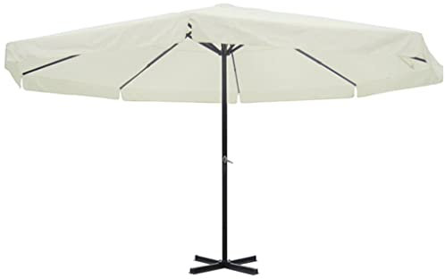 Lauuoeriau Haus und Garten, Rasen und Garten, Outdoor-Wohnen, Sonnenschirme und Sonnenschirme, Aluminium, 500 cm, Weiß