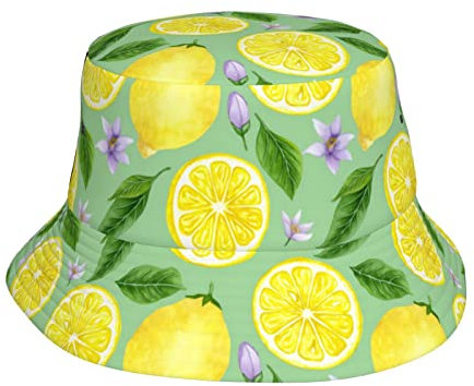IQOPPEDR Chapeau cloche citron pour homme et femme - Chapeau bob de plage - Chapeau de soleil pliable pour l'été et l'extérieur, Comme indiqué sur la photo, Taille unique