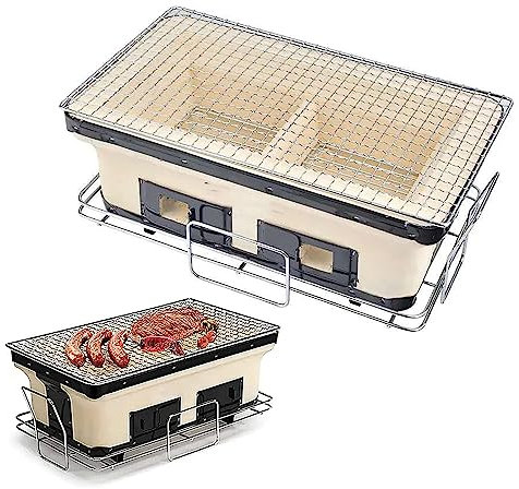 XNYXLPP Holzkohle-Chrom-Grill mit internem Rost, Holzkohlegrill aus Keramikton mit Verstellbarer Belüftung aus Ton