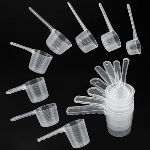 8 Stück Messlöffel Set, Dosierlöffel 100ml, 80ml, 70ml, 60ml, 50ml, 40ml, 20ml, 10ml, Waschmittel Dosierhilfe, Kunststoff Transparent Measuring Spoons Für Milchpulver, Waschpulver