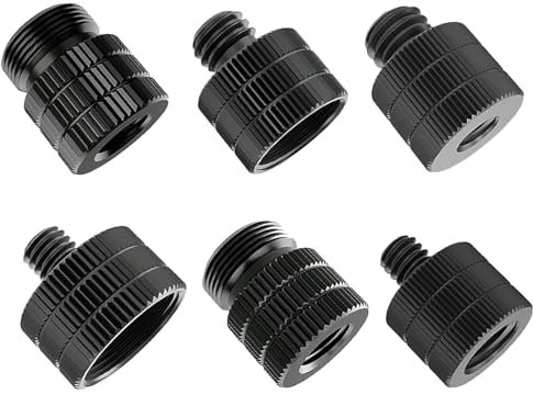 Xiciki Mic Stand Adapter,Tripod Adapter 6 Pcs Set for Microphone Stand, 1/4 Male to 5/8-27 Female and 3/8 Male to 5/8-27 Female Screw Thread Adapters 1/4 to 3/8 Thread Adapter for Cameras and Tripods