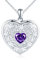 MicLee Collana Ciondoli Cuore di Foto da Donna in Argento 925 Pendenti Medaglioni con Foto Creativo Collane con Zircone Cuore Viola Ciondolo Apribile