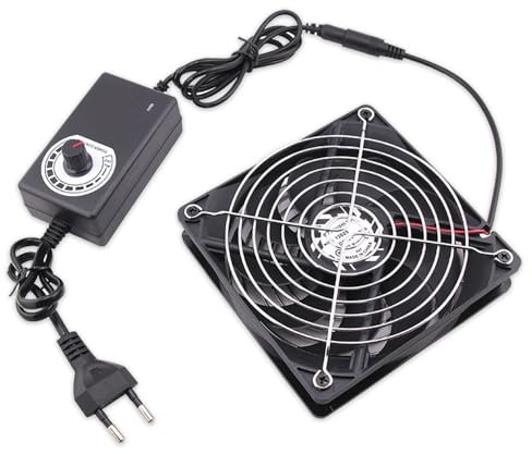 Aoreun Ventilador Silencioso, 120mm ventilador de la computadora, DC 12V Ventilador de refrigeración de velocidad ajustable, ventilador sin escobillas con rejilla metálica para PC/Xbox/TV Box