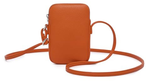 YONBEN Kleine Umhängetasche aus PU-Leder, mit Reißverschluss, Handytasche, Mini-Schultertasche, Geldbörse, Smartphone (Pu/Vitality Orange)
