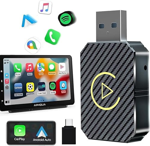 DAJASD Adattatore Android Auto Wireless, 2 in 1 Carplay & Android Auto Wireless Adater, converte CarPlay cablato di fabbrica in wireless, Plug & Play, Compatibile con Auto Dotate di CarPlay