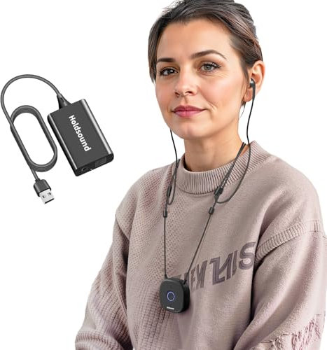 Holdsound TV Headphones Wireless for Seniors, Neckband Wireless Headphones for TV with USB Extension Cable Transmitter, 15hrs Playtime, No Audio Delay, Enhanced Volume, Black
