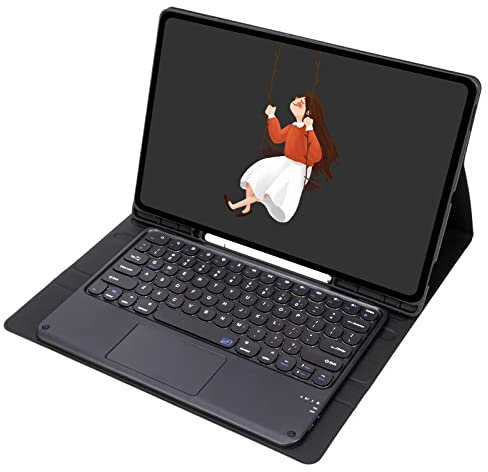 JZCZMCE Custodia con Tastiera per Samsung Galaxy Tab A7 10.4'' 2022/2020 (SM-T500/T505/T507), Tastiera Wireless Staccabile con Touchpad Intelligente, Custodia Sottile con Supporto per S Pen,Nero