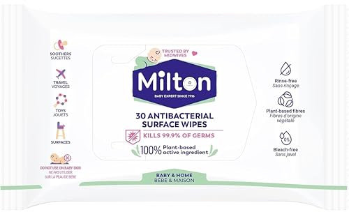 Antibacterial Surface Wipes – 30 Wipes per Pack, 14 Packs – Bleach-Fragrance-Free, Plant-Based, Kills 99.9% of Germs – Ideal for Baby Items, Kitchen, Travel | SterlingSquare