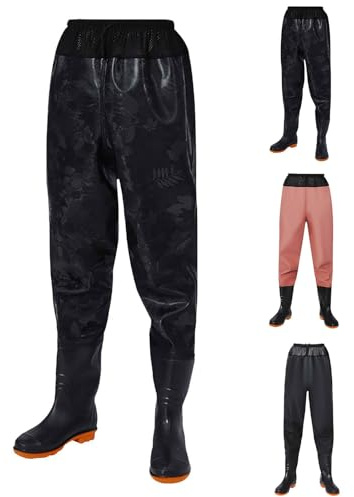 Tuta impermeabile per gli uomini Stivali in gomma per gli uomini da caccia pantaloni elastici in vita con stivali Design floreale abbigliamento da lavoro traspirante Wader Pant Caccia pesca Bootfoot