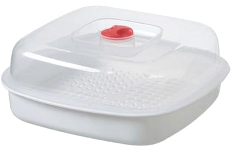 Mikrowellendampfer mit belüftetem Deckel, 20,8x20,8x8,5 cm, Küchenfutter
