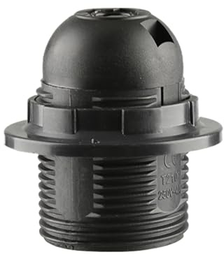 wellrun 1pcs E27 Edison Screw Socket,Black Full Thread Lamp Holder,Light Bulb Pendant Socke for Pendant Lights,Table Light Fitting