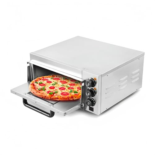 HAKKA Electric Pizza Oven 2 KW,50 °C to 300 °C,20 Capacity, Single Deck Indoor Pizza Oven,Timer and Interior lighting, for Restaurant, Cafe, Party & Home Use