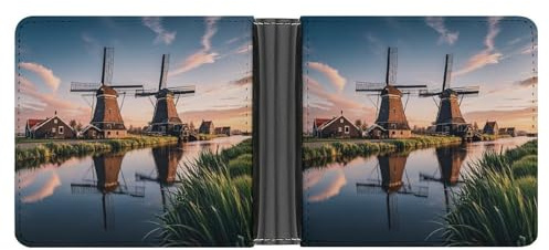 FodPand Dutch Windmill Wallet for Men Leather Bifold Wallet Front Pocket Wallets Card Holder Wallets Money Clip