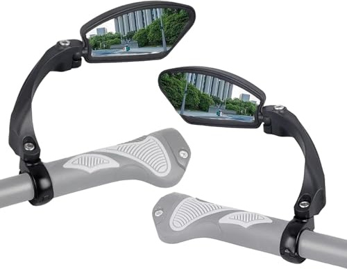2 Pcs Right+Left Side Bike Mirror with Stainless Steel Lens
