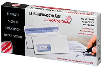 Professional Briefhüllen 112 x 225 mm selbstklebend Offset weiß 90 g/m² (FSC) mit Fenster