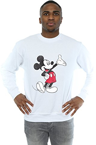 Disney Men's Mickey Mouse Traditional Wave Sweatshirt White X-Large