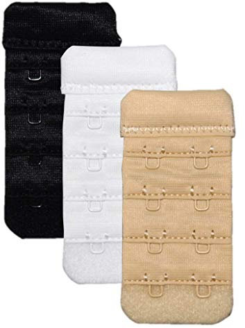 Chaffree 2 Hook Extra Long (8.5cm) Bra Extender 3 Pack Mixed Colours.