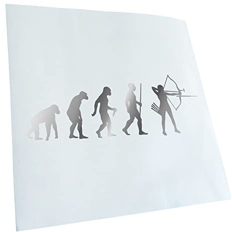 Kiwistar - Autoaufkleber - Bogenschießen Evolution - Chrom - 20x7cm - Heckscheibe Auto Aufkleber wetterfest für Kfz LKW Mofa Truck - Sticker außen selbstklebend Tuning Zubehör für Fenster Fahrzeug